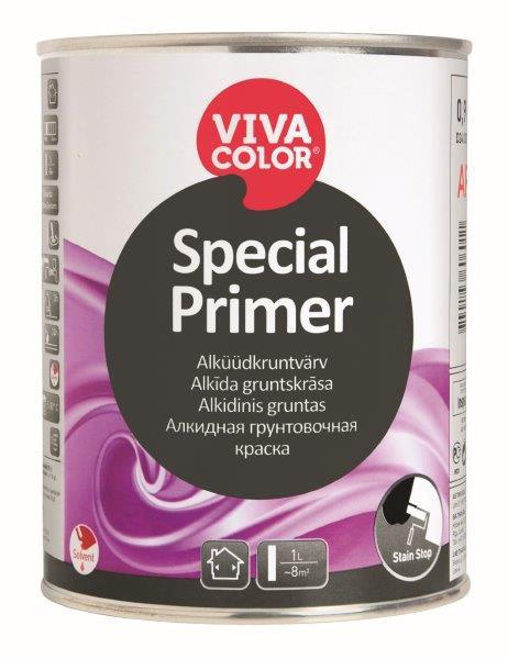 Sienų ir lubų gruntiniai dažai VIVACOLOR SPECIAL PRIMER, matiniai, baltos sp., AP bazė, 900 ml-0