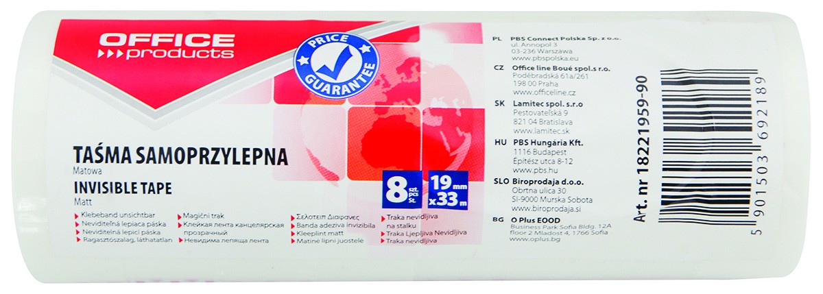 Lipni, matinė juostelė, 19 mm x 33 m / 8 vnt.-0