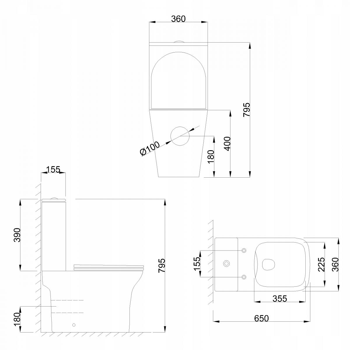 Unitazo komplektas INVENA VERSO, rimless, su S/C dangčiu, 4/6 l - 3