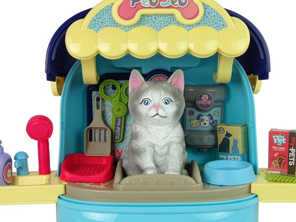 Gyvūnų grožio salonas lagaminėlyje su kačiuku, mėlynas - 6