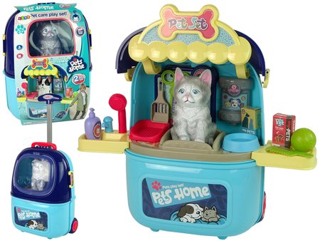 Gyvūnų grožio salonas lagaminėlyje su kačiuku, mėlynas - 2