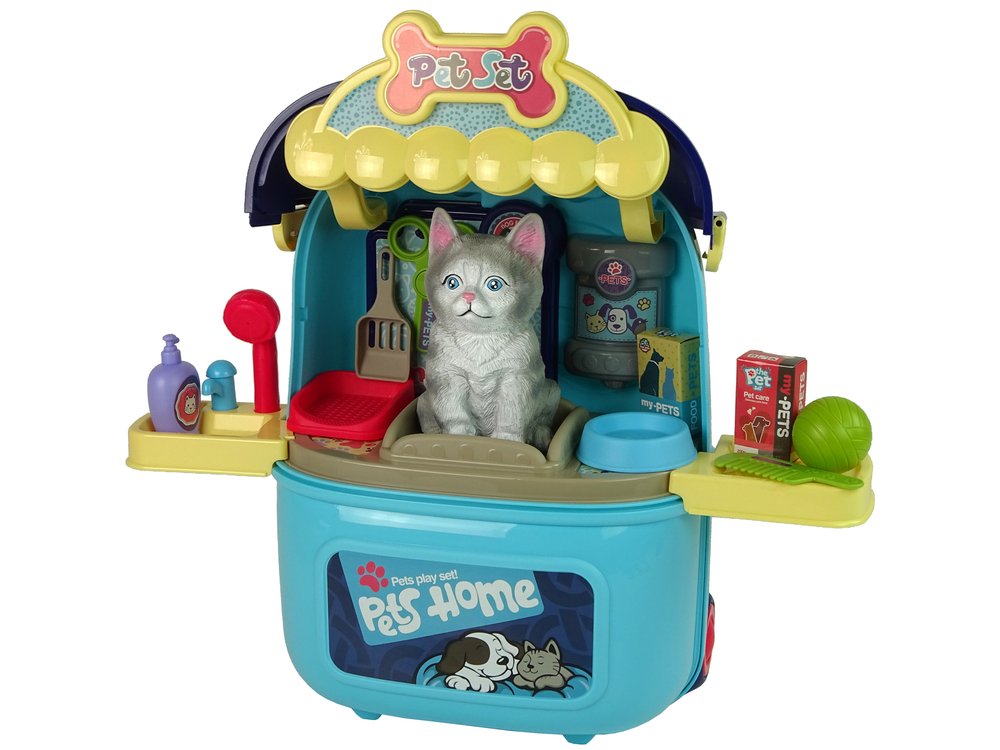 Gyvūnų grožio salonas lagaminėlyje su kačiuku, mėlynas - 5