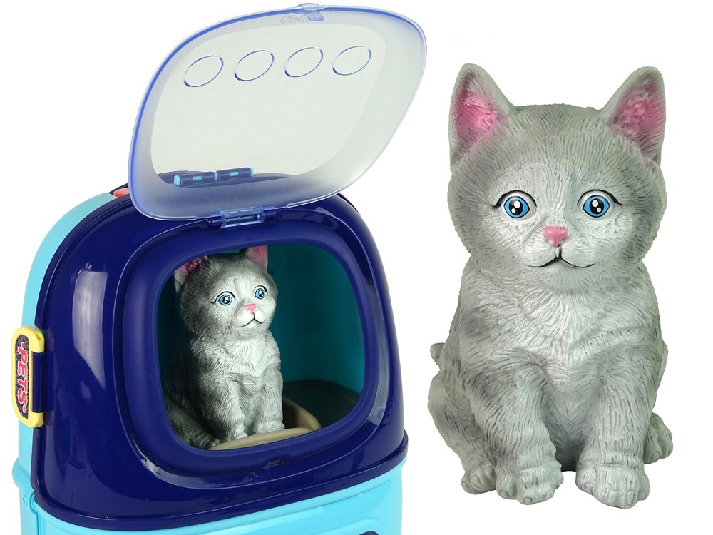Gyvūnų grožio salonas lagaminėlyje su kačiuku, mėlynas - 8