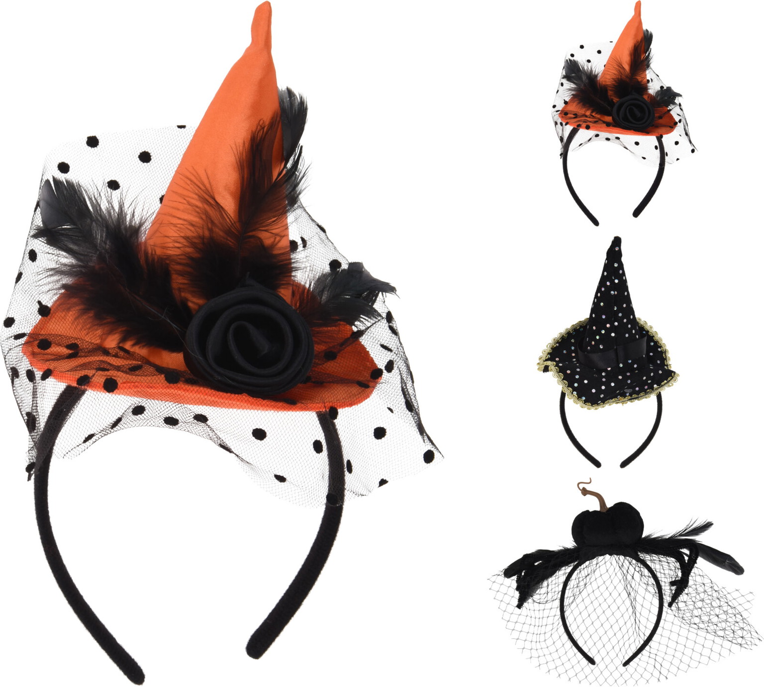 Galvos dekoracija HALLOWEEN WITCH HAT, įvairių sp., 3 rūšių, 24 cm-0