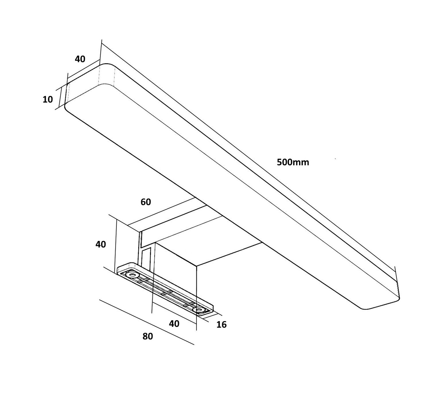 Veidrodžių LED šviestuvas G. LUX, IP44, 10W, 4000 K, 1000 lm, blizgaus chromo sp., 50 cm - 4