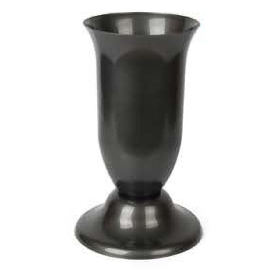 Plastikinė vaza, pastatoma, grafito sp., 19,5 x 37,5 cm