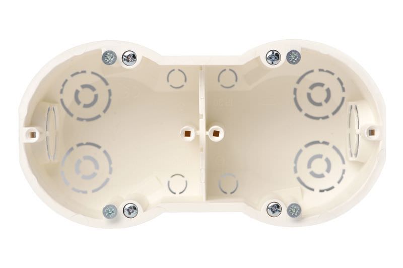 Dvivietė dėžutė į gipso kartoną Liregus, 141,4x73,3x46,5mm, 850 °C, IP20, žalios sp.-0
