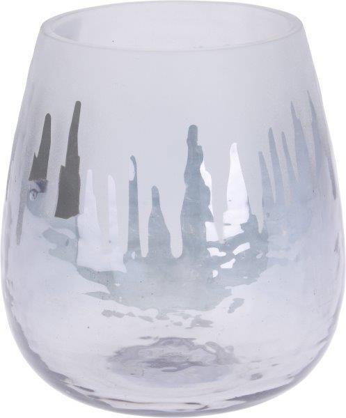 Stiklinė žvakidė, sidabro sp., 8 x 9,5 cm