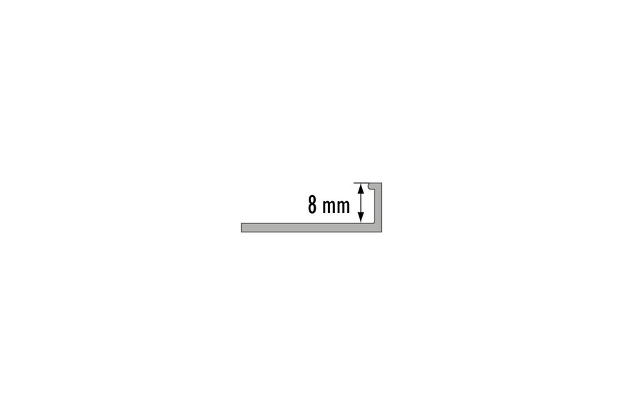 Aliuminis plytelių profilis, kampinis, baltos spl., 8 mm 2,5 m - 3