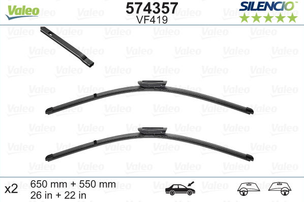 Automobilinis valytuvas VALEO SILENCIO RENAULT FLAT BLADE, 650/550 mm
