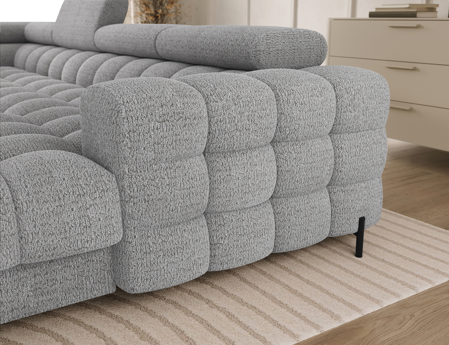 Kampinė sofa - lova Feraria Royal 03, pilka sp., dešininė, 202 x 358 cm x 93 cm - 7