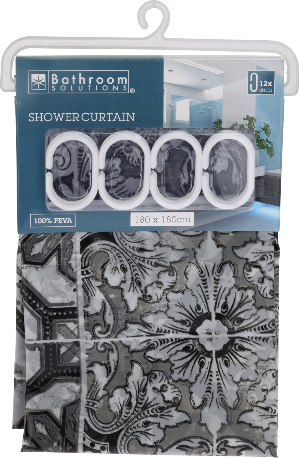 Dušo užuolaidos BATHROOM SOLUTIONS (180 x 180 cm), PEVA, trijų dizainų-1