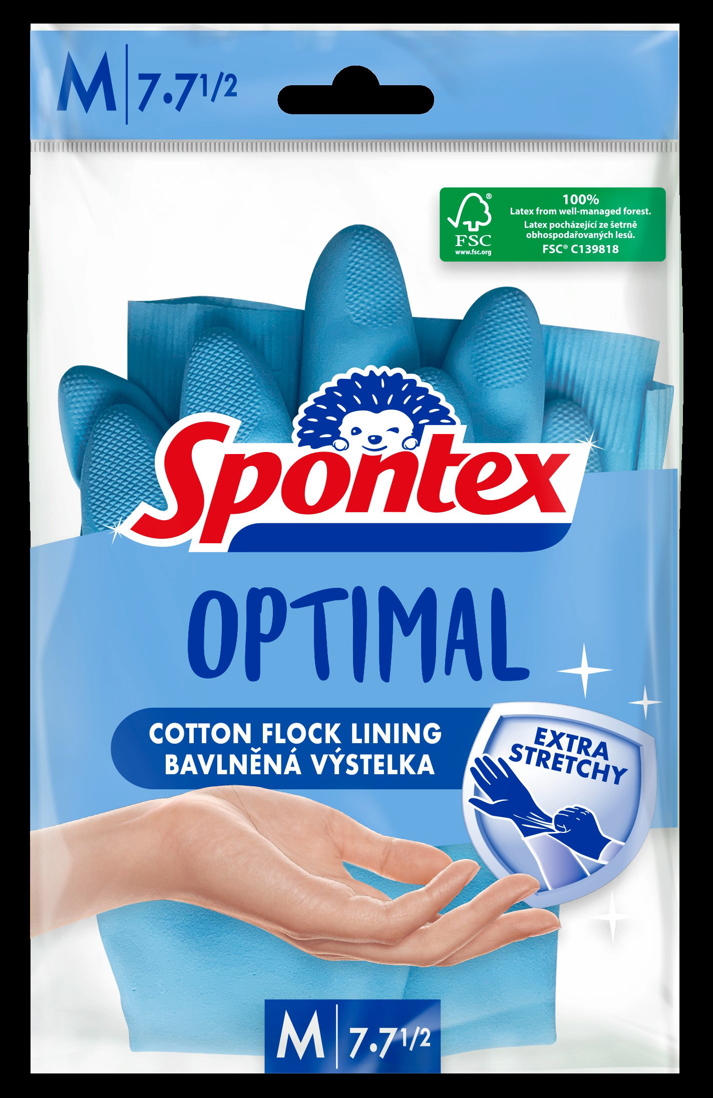 Natūralaus latekso pirštinės SPONTEX OPTIMAL, M
