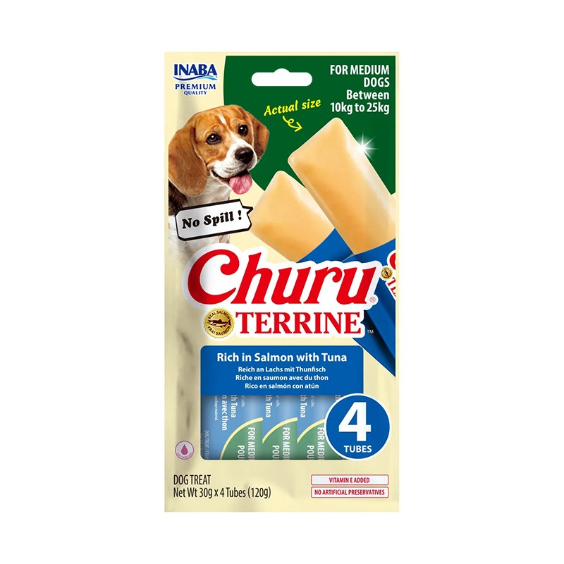 Skanėstas vidutinių veislių šunims CHURU Terrine, su lašiša ir tunu, 4 vnt-0