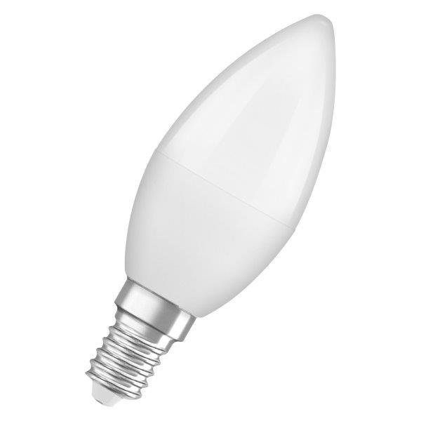 OSRAM Žvakės formos LED lemputė B40, 5.5W, 2700K, E14, plastikinė, non-dim 470LM