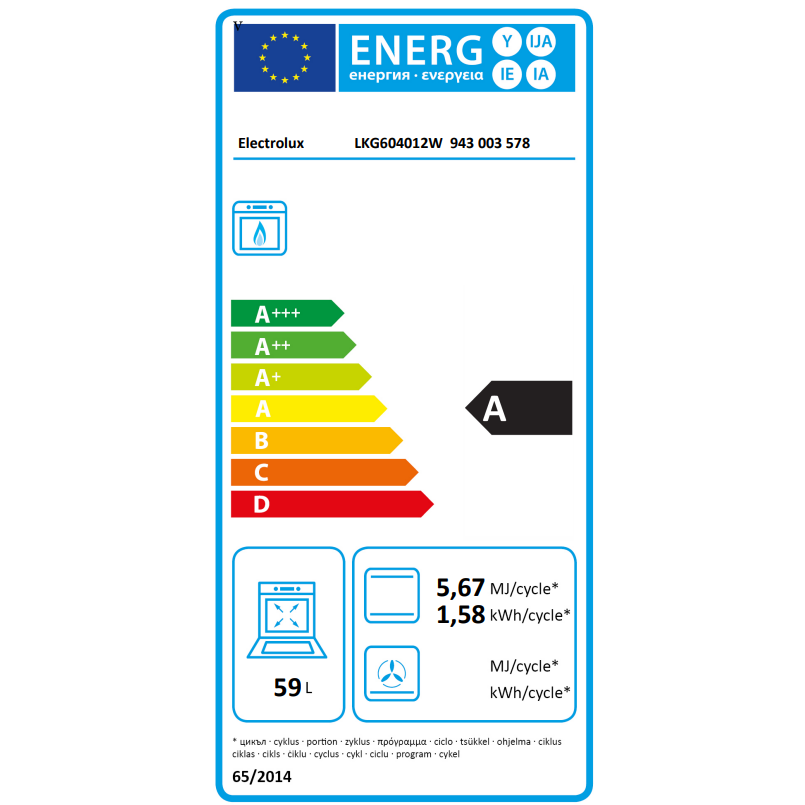 Dujinė viryklė su dujine orkaite ELECTROLUX LKG604012W - 4