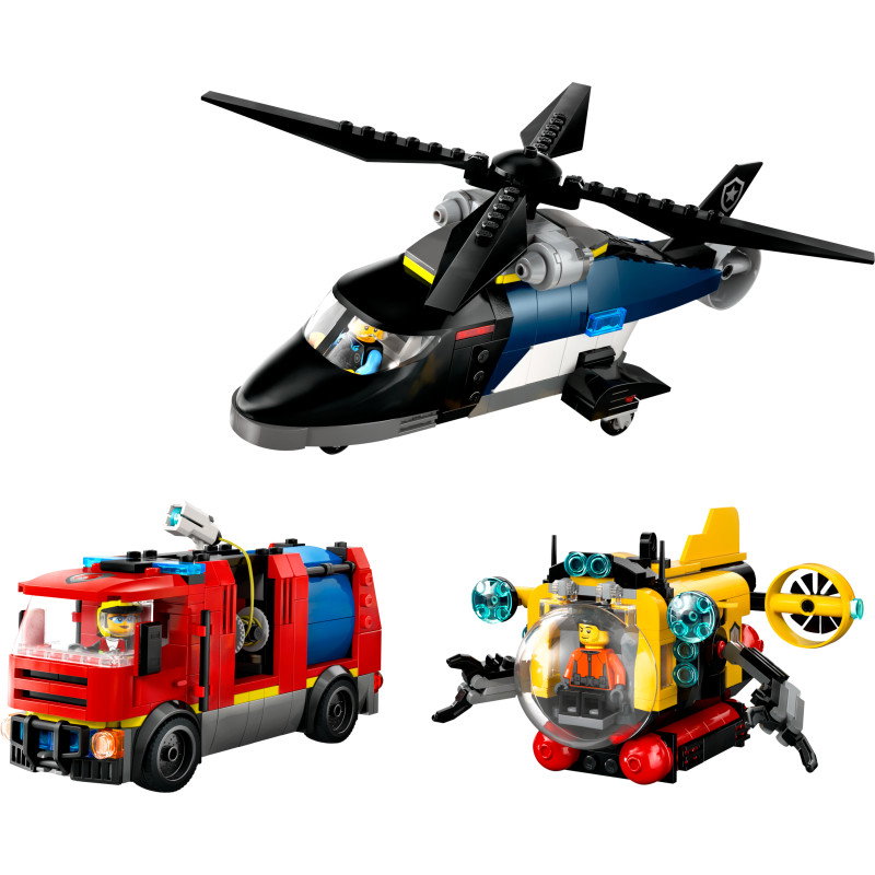 Konstruktorius LEGO City Helicopter, Fire Truck & Submarine Remix, 60462 - 2