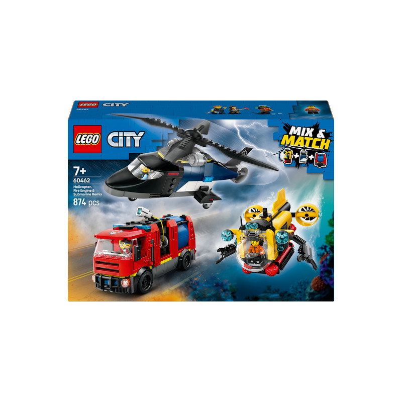 Konstruktorius LEGO City Helicopter, Fire Truck & Submarine Remix, 60462 - 1