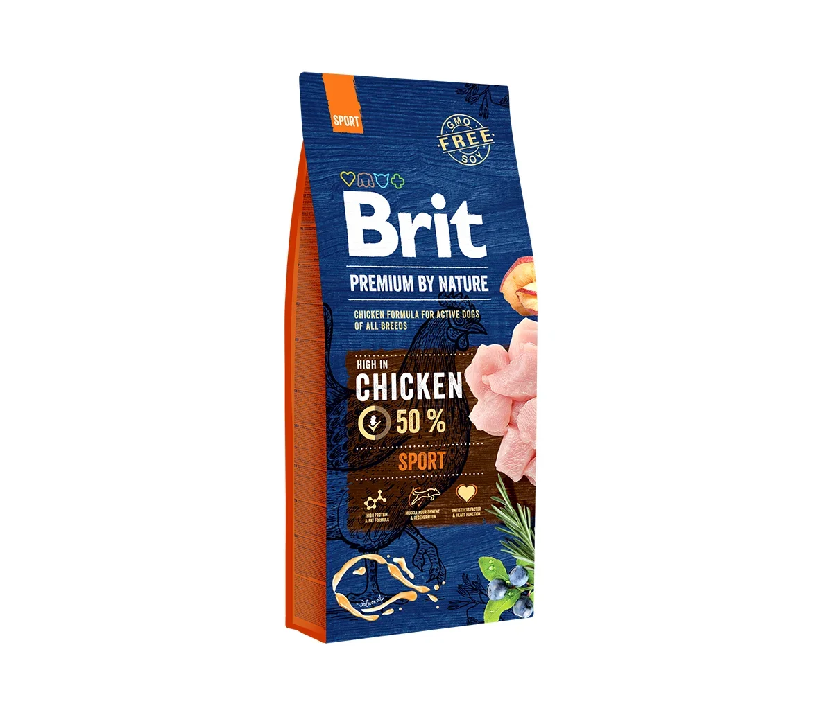 Sausas šunų ėdalas Brit Premium By Nature Sport, 15 kg