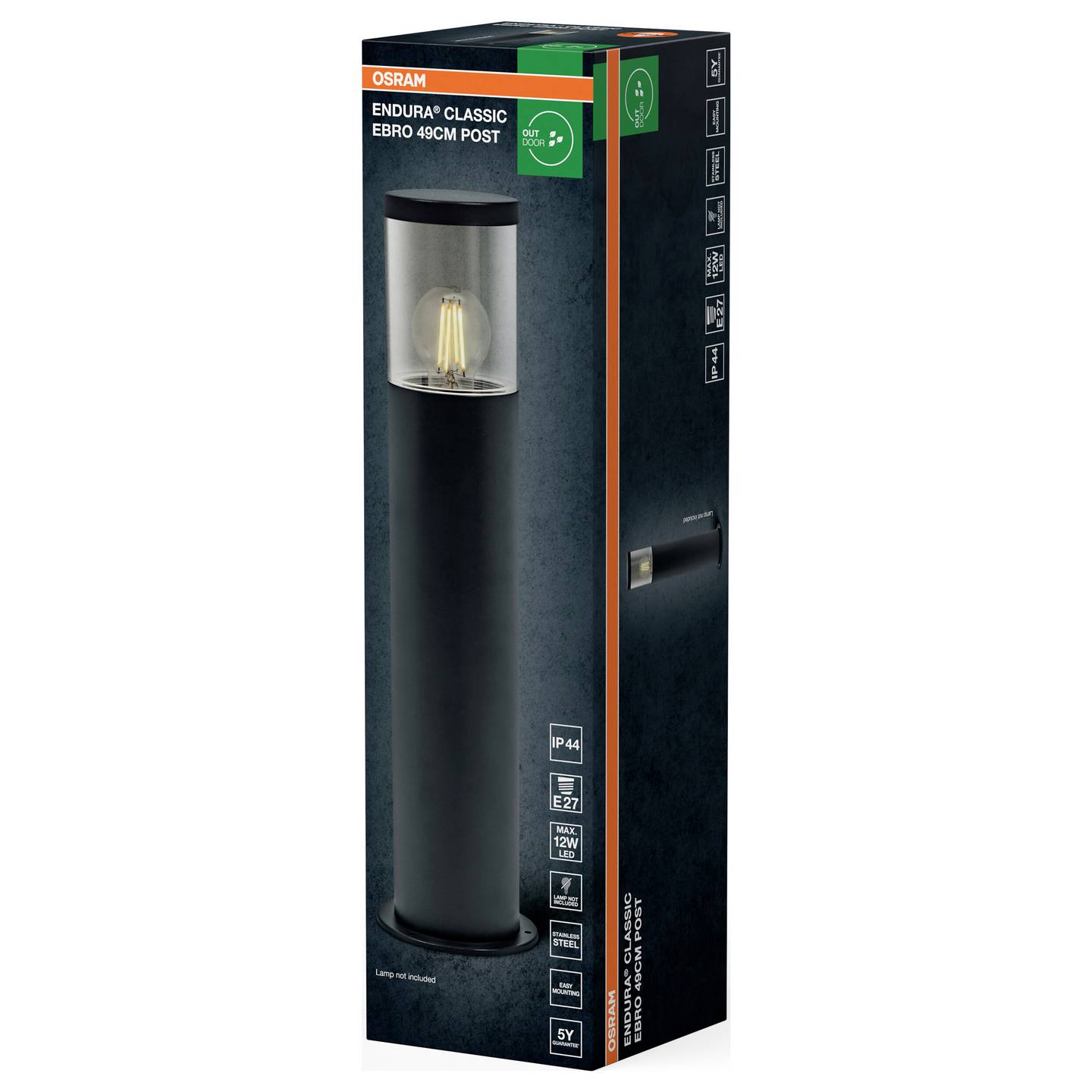 Pastatomas lauko šviestuvas OSRAM ENDURA EBRO, IP44, E27, max 20 W, h49 cm - 3
