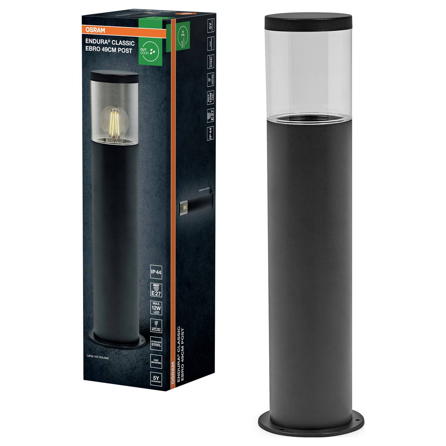Pastatomas lauko šviestuvas OSRAM ENDURA EBRO, IP44, E27, max 20 W, h49 cm-1