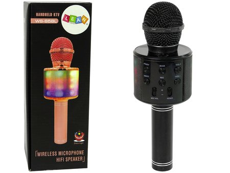 Belaidis karaoke mikrofonas su garsiakalbiais ir įrašymo funkcija WS-858, juodas - 2