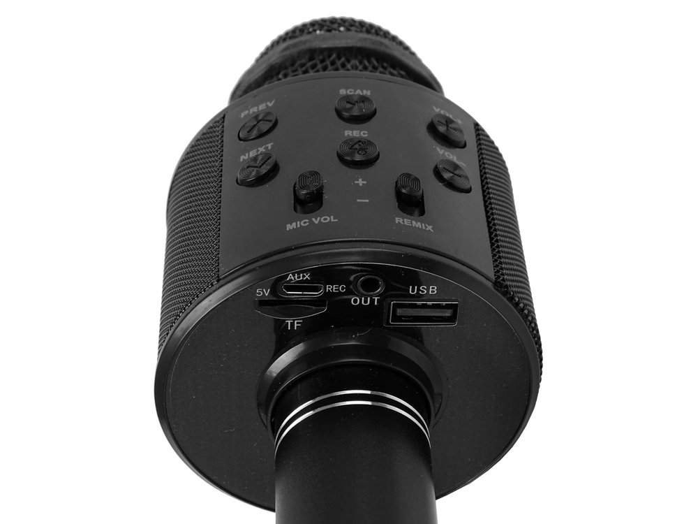 Belaidis karaoke mikrofonas su garsiakalbiais ir įrašymo funkcija WS-858, juodas - 6