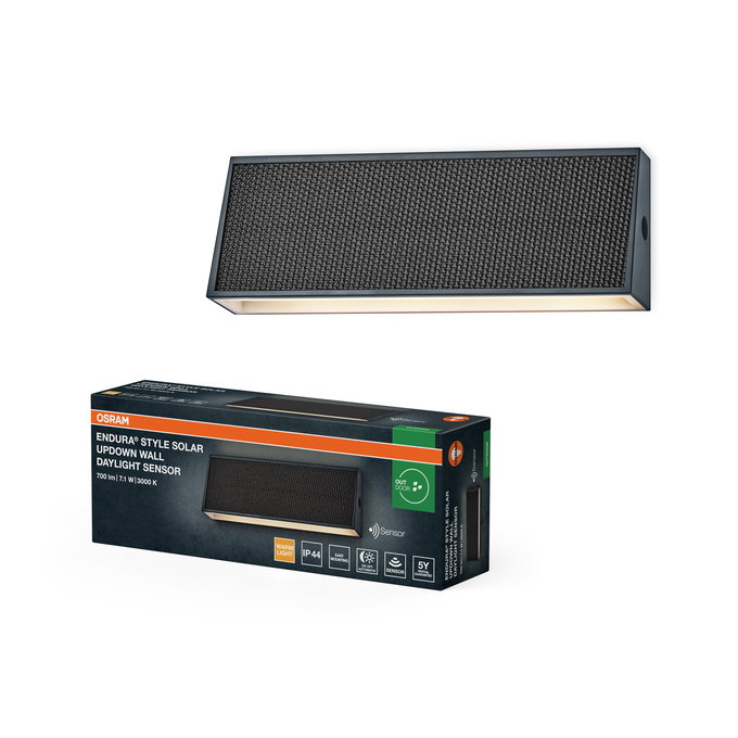 Sieninis LED lauko šviestuvas OSRAM ENDURA SOLAR UPDOWN įkr. saule IP54 7,1W 3000K 700lm su davikliu - 4