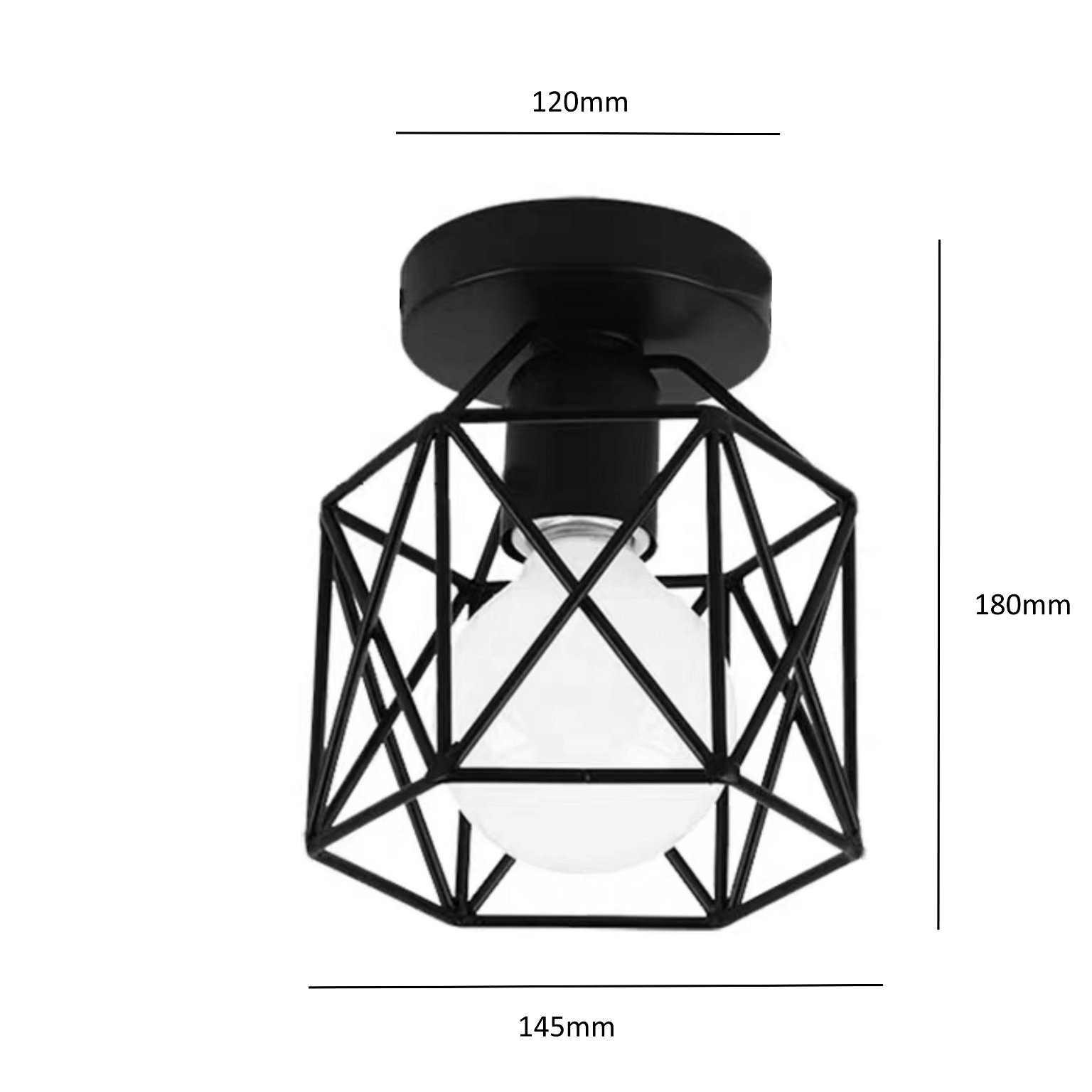Lubinis šviestuvas G. LUX Wire, E27, GT-506-1C, juodos spalvos - 3