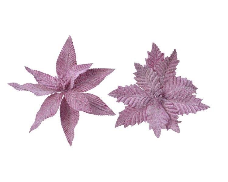 Įsegama kalėdinė dekoracija POINSETTIA, violetinės sp., 29 cm., 1 vnt.