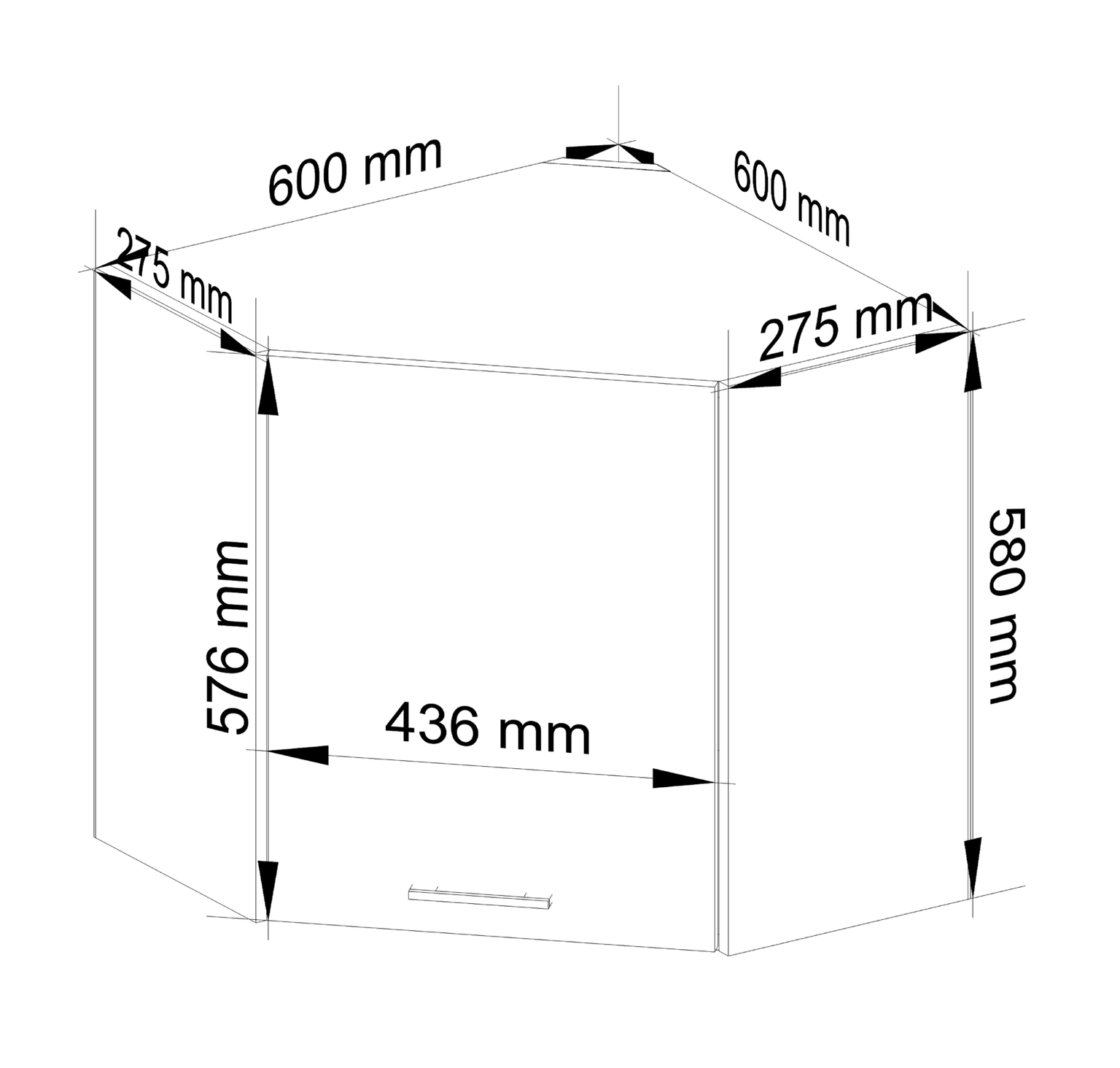 Pakabinama kampinė virtuvės spintelė OLIVIA V, 60 cm, balta/pilka - 3