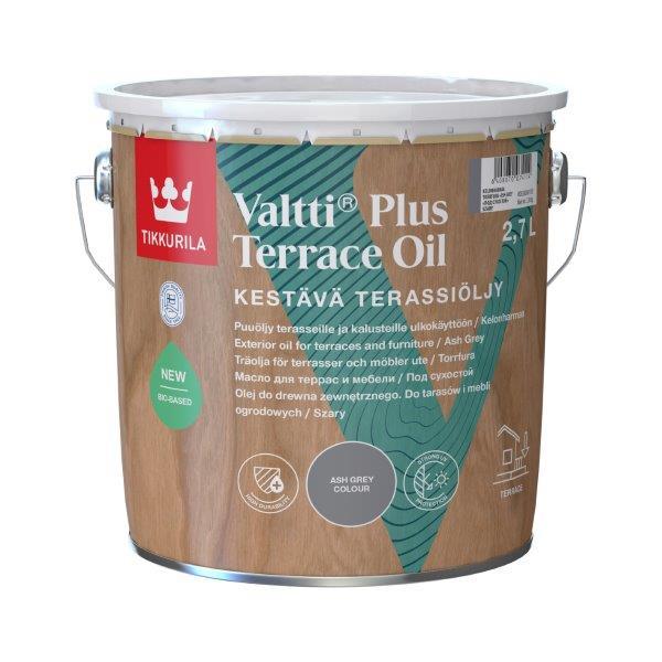 Terasų ir lauko baldų aliejus TIKKURILA VALTTI PLUS TERRACE OIL, pilkos sp., 2,7 l-0