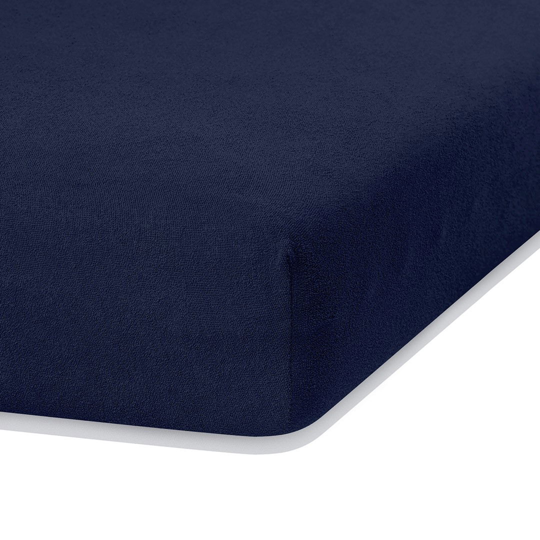 Frotinė paklodė su guma Ameliahome RUBY Navy Blue, 180x200 cm - 7