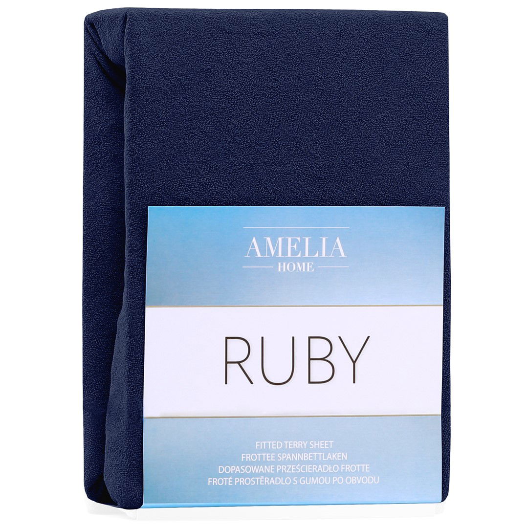Frotinė paklodė su guma Ameliahome RUBY Navy Blue, 180x200 cm - 5