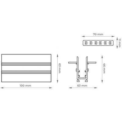 Užglaistomas bėgelis magnetinės sistemos DPM MTL-R-1-B, 100 cm, juodos sp.-1