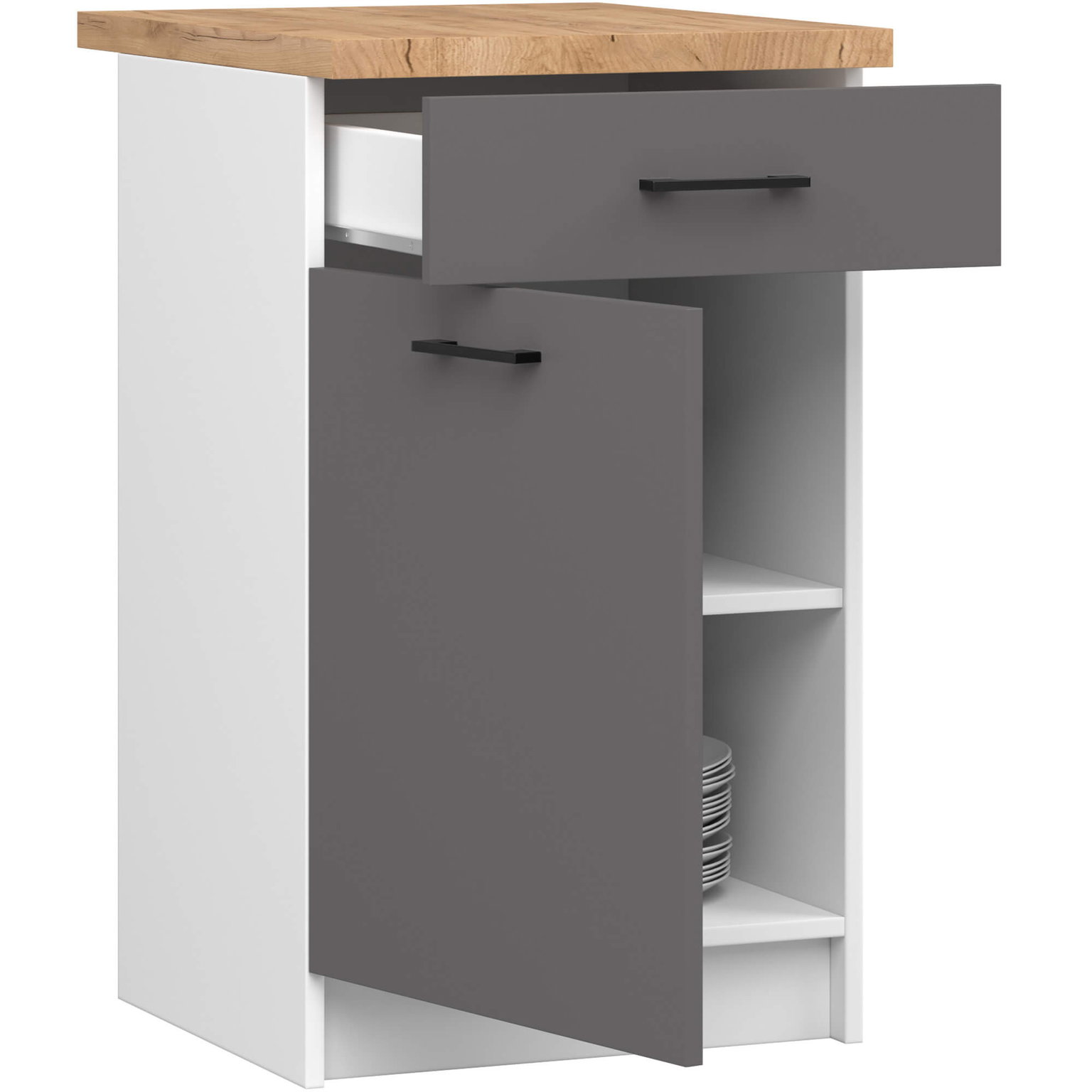 Virtuvės spintelė OLIVIA S50 SZ1, balta/betono-1