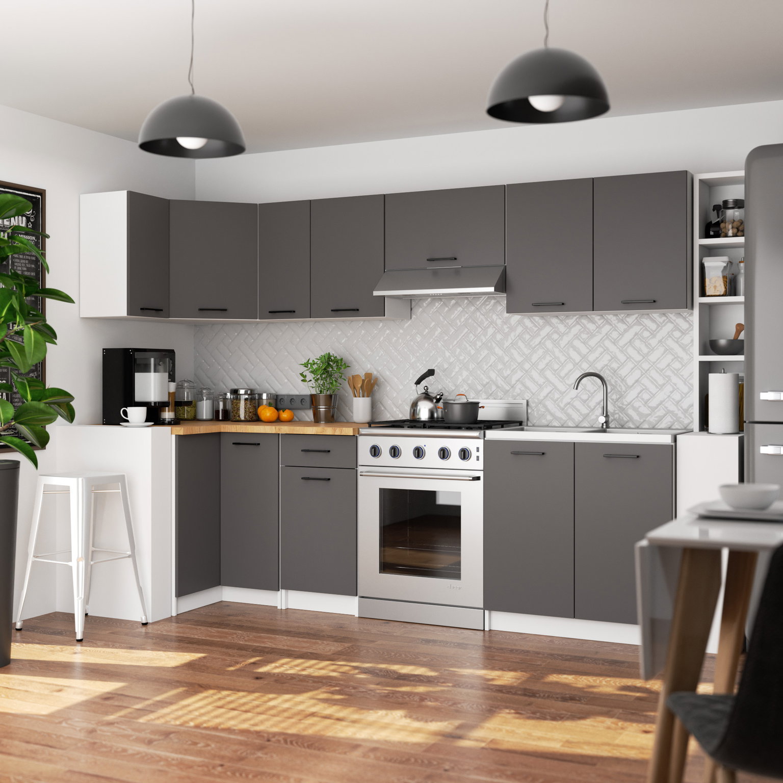 Virtuvės spintelė OLIVIA S50 SZ1, balta/betono - 5