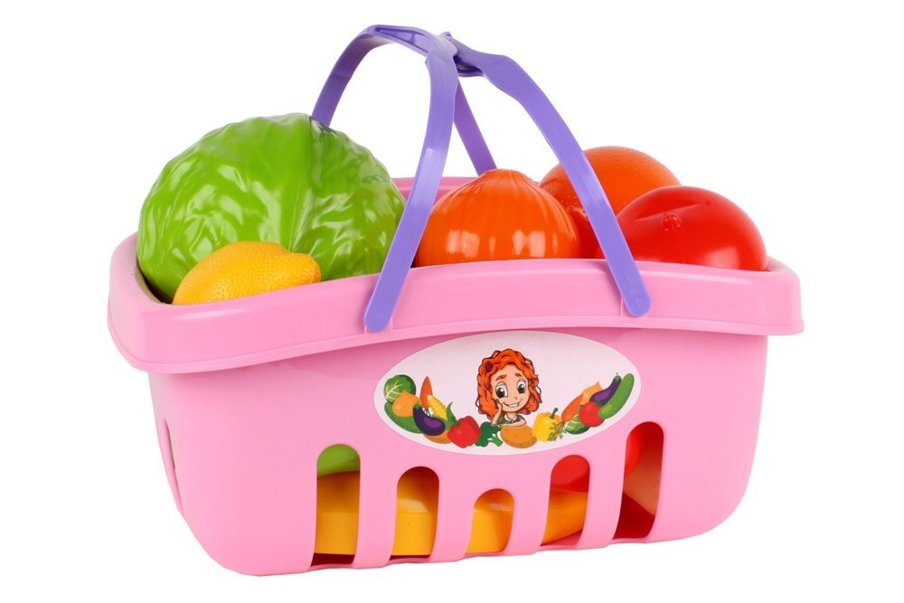 Pirkinių krepšys su žaisliniu maistu, rožinis - 1