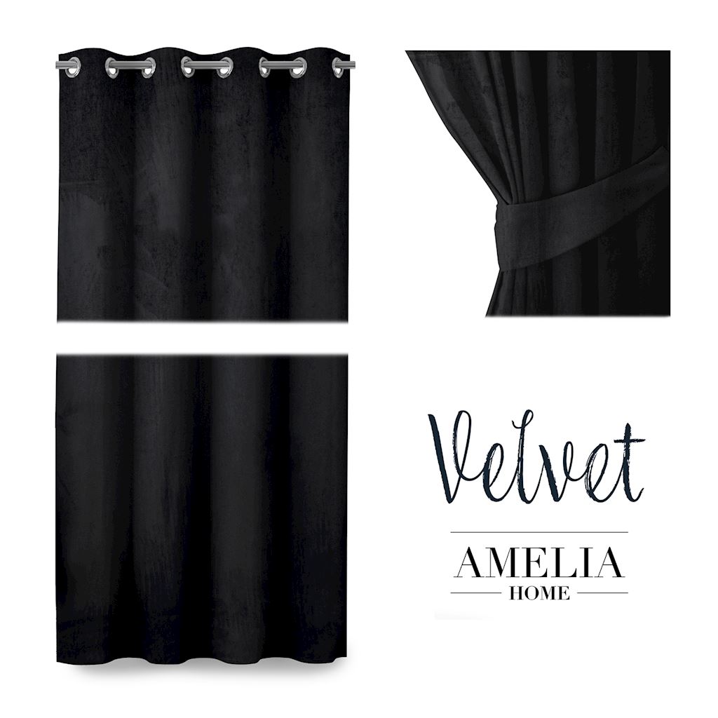 Naktinė užuolaida AmeliaHome VELVET, 140 x 245 cm, juoda - 5