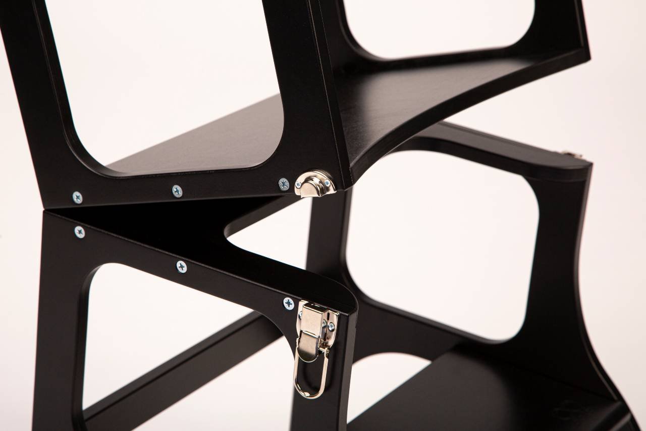 Mediniai pagalbiniai laipteliai - staliukas, juodas su sidabro spalvos segtukais - 6