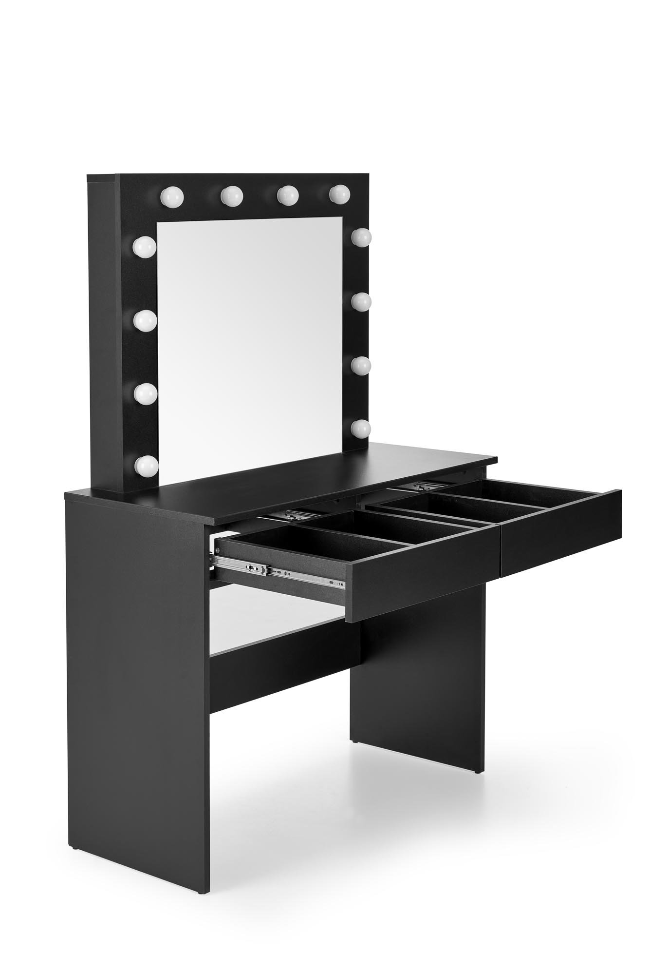 Kosmetinis staliukas HOLLYWOOD su veidrodžiu, juodas - 5