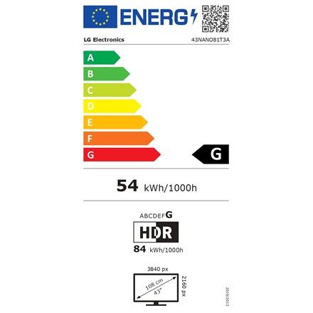 Televizorius LG 43NANO81T3A, 43" - 8