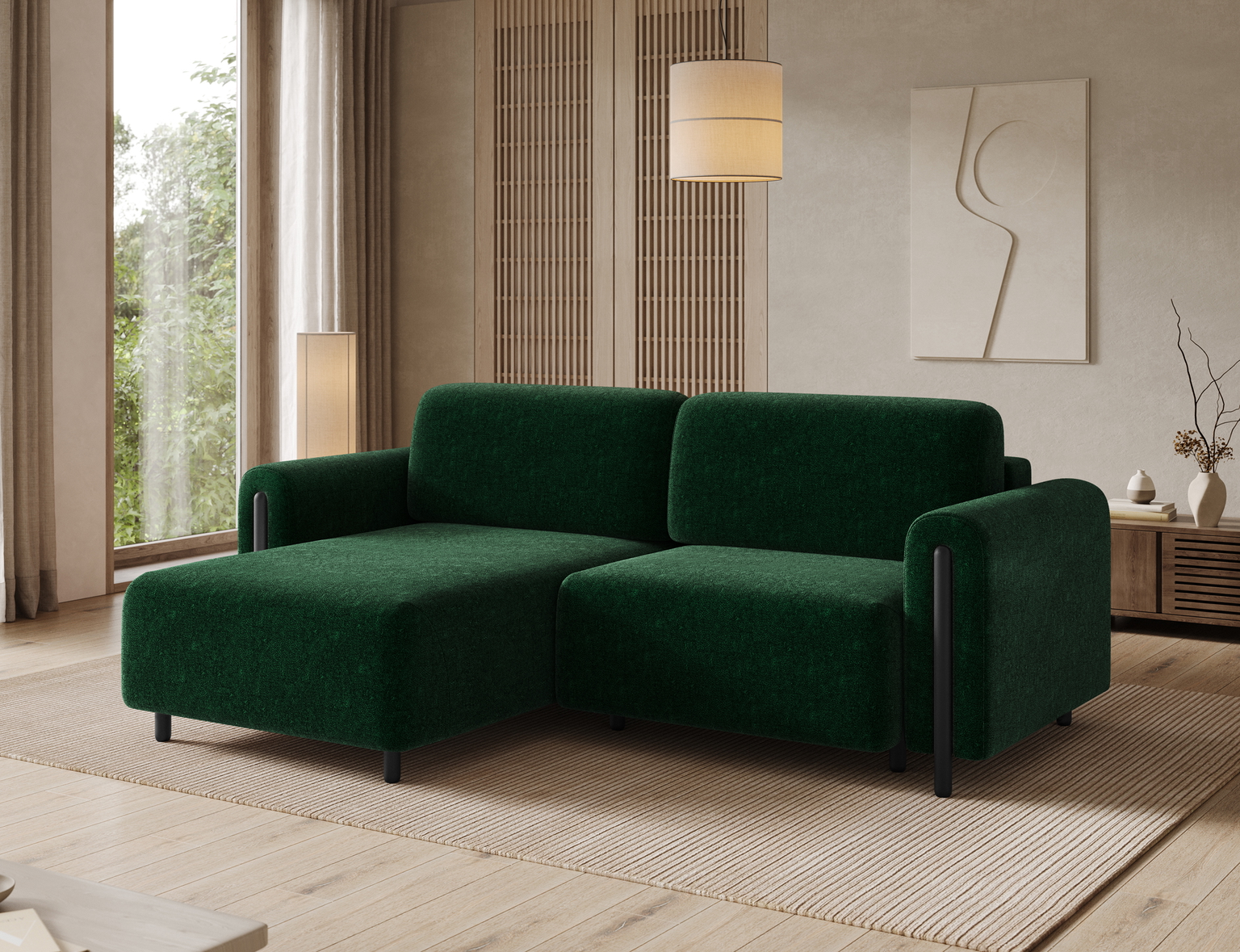 Kampinė sofa Acossta Amore 35, tamsiai žalia sp., kairinė, 154 x 244 cm x 95 cm - 4