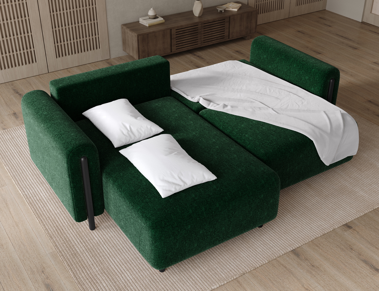Kampinė sofa Acossta Amore 35, tamsiai žalia sp., kairinė, 154 x 244 cm x 95 cm - 6