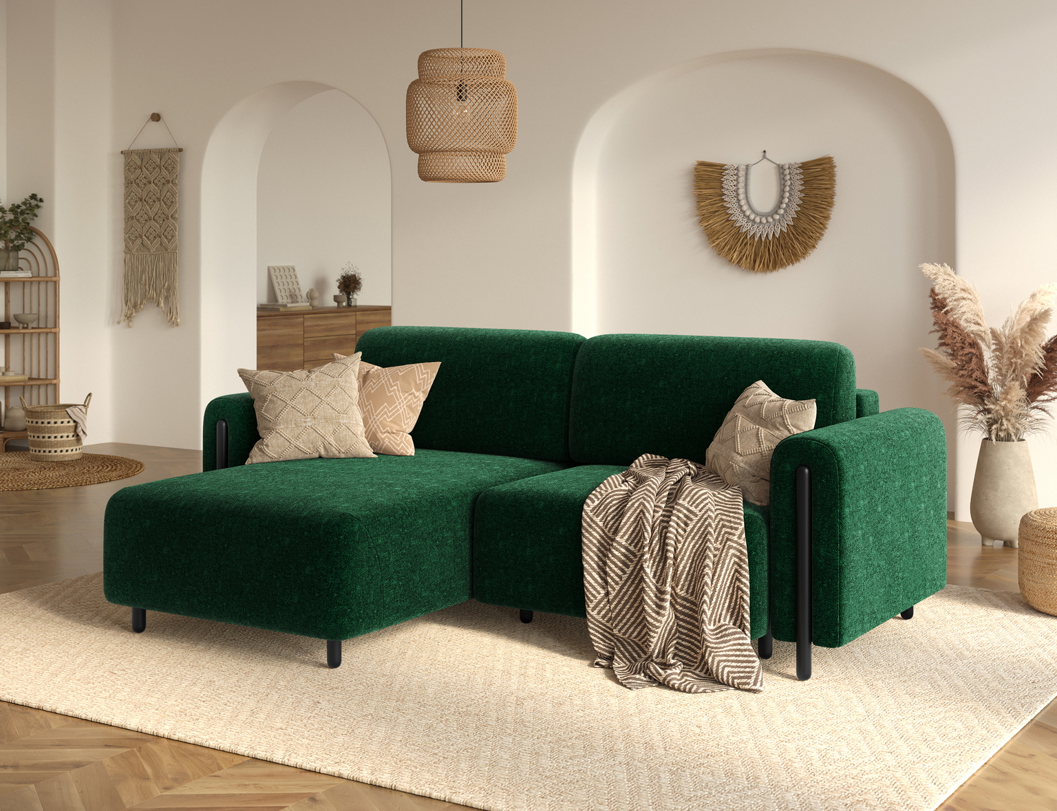 Kampinė sofa Acossta Amore 35, tamsiai žalia sp., kairinė, 154 x 244 cm x 95 cm - 5
