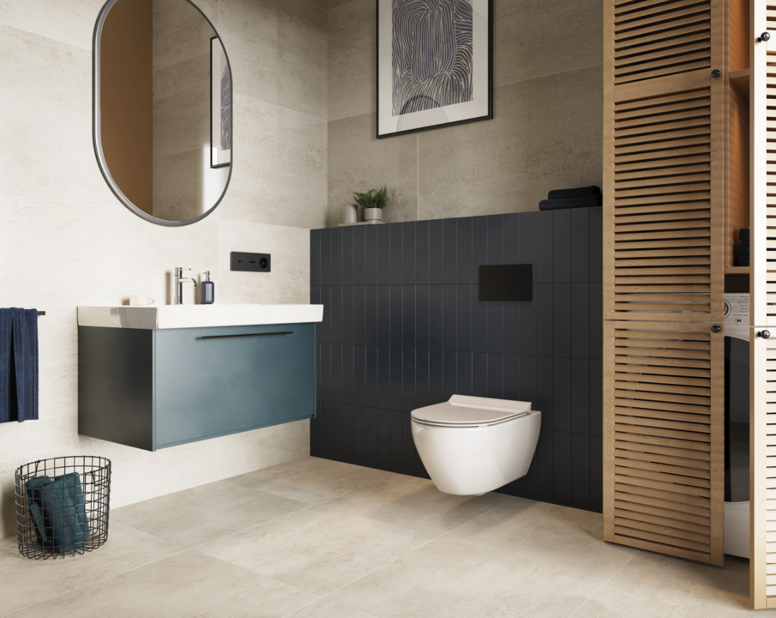 SPC vinilinės grindys VILO CONCRETE BEIGE, V4, click, 600 x 600 x 5 mm, 33/AC5-1