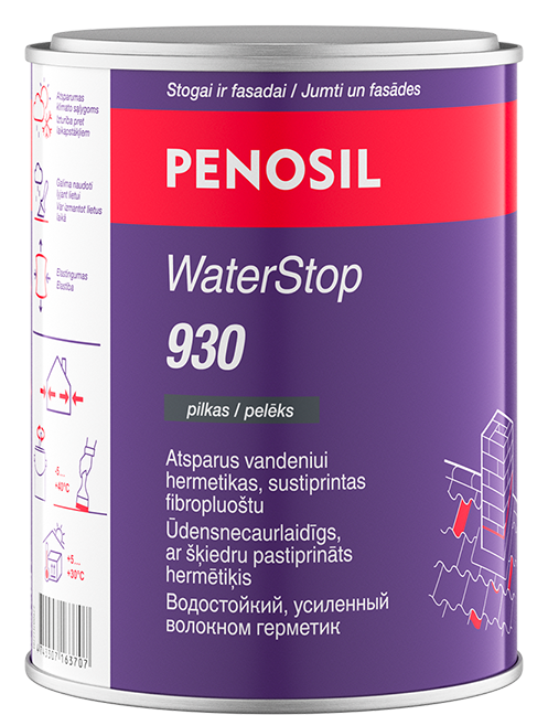 Vandeniui atsparus hermetikas PENOSIL WATERSTOP 930, pilkos sp., 1 l