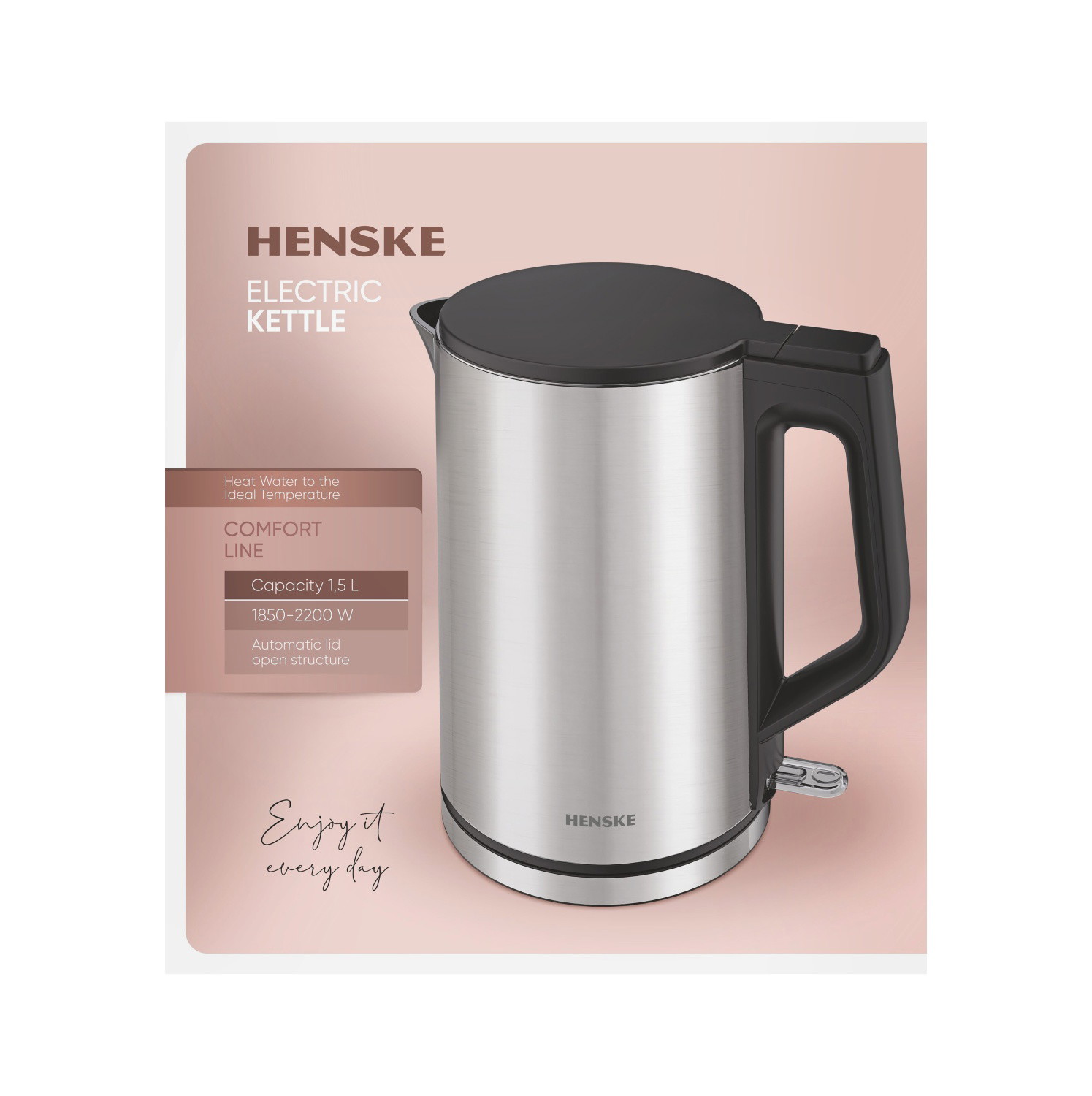 Elektrinis nerūdijančio plieno virdulys HENSKE KES5208, 1,5 l-1