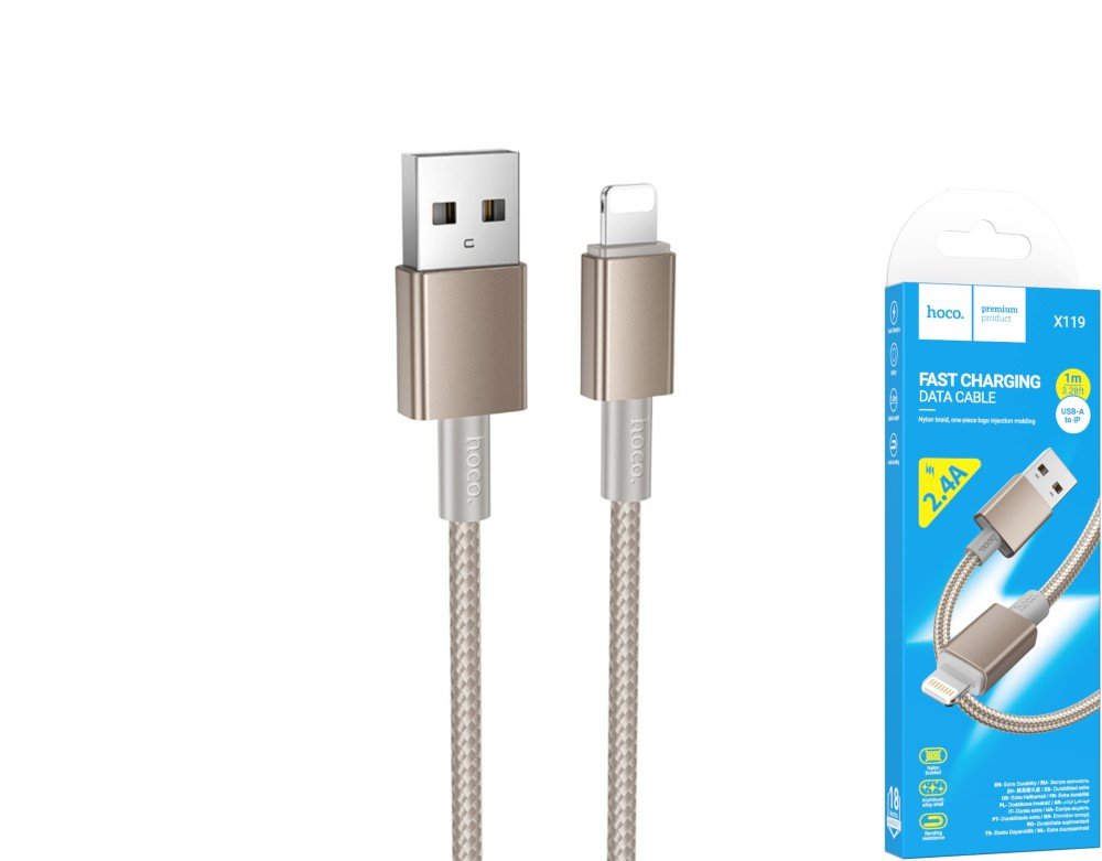Įkrovimo laidas HOCO DOT 119, USB A - Lightning, 1 m-0