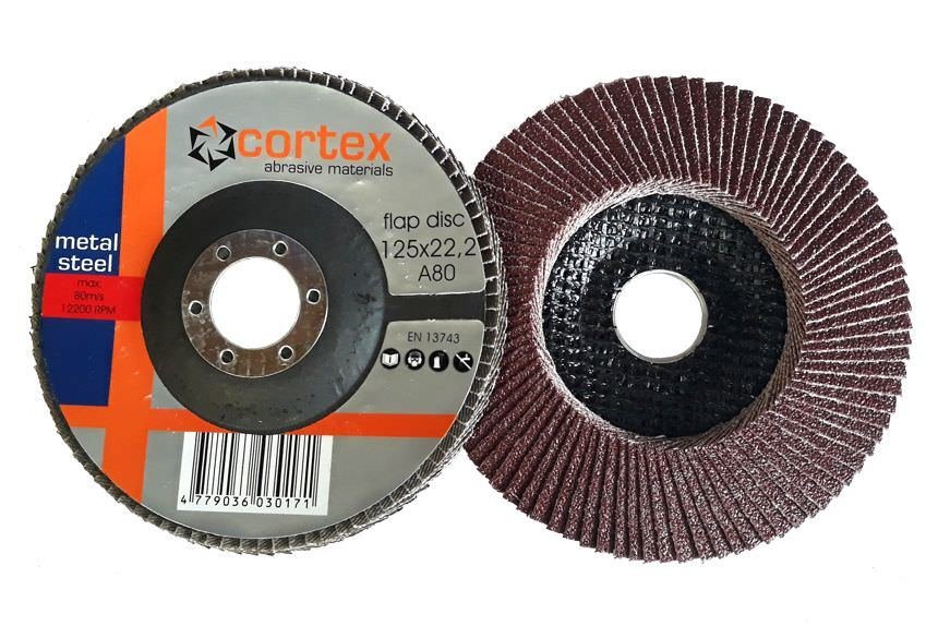 Žiedlapinis šlifavimo diskas CORTEX, 125 x 22 mm, P80, aliuminio oksidas